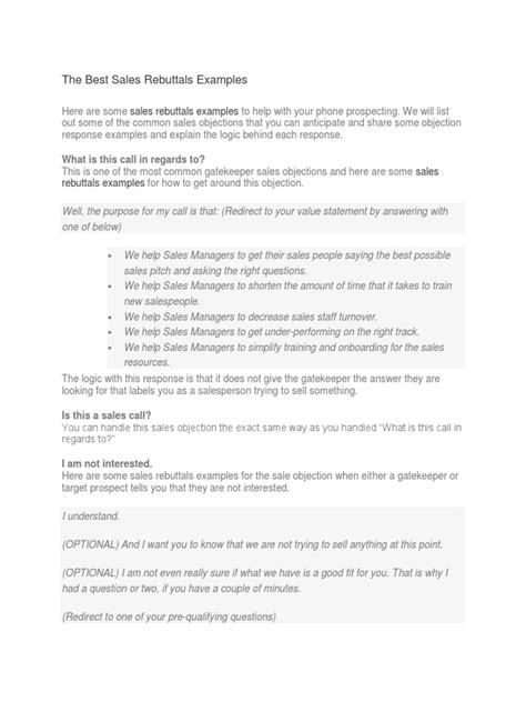 sales rebuttal scripts|Iba pa.